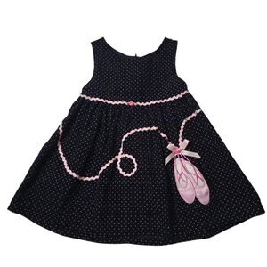 Rare Editions Corduroy Dress with Pink Ballet Shoes Design